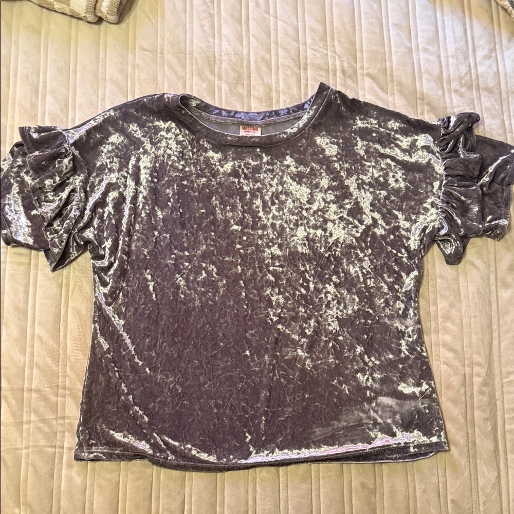 Mossimo Supply Co. Velvet Short Sleeve Top - Gray